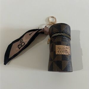 Checkered Keychain Pouch with Scarf Accent